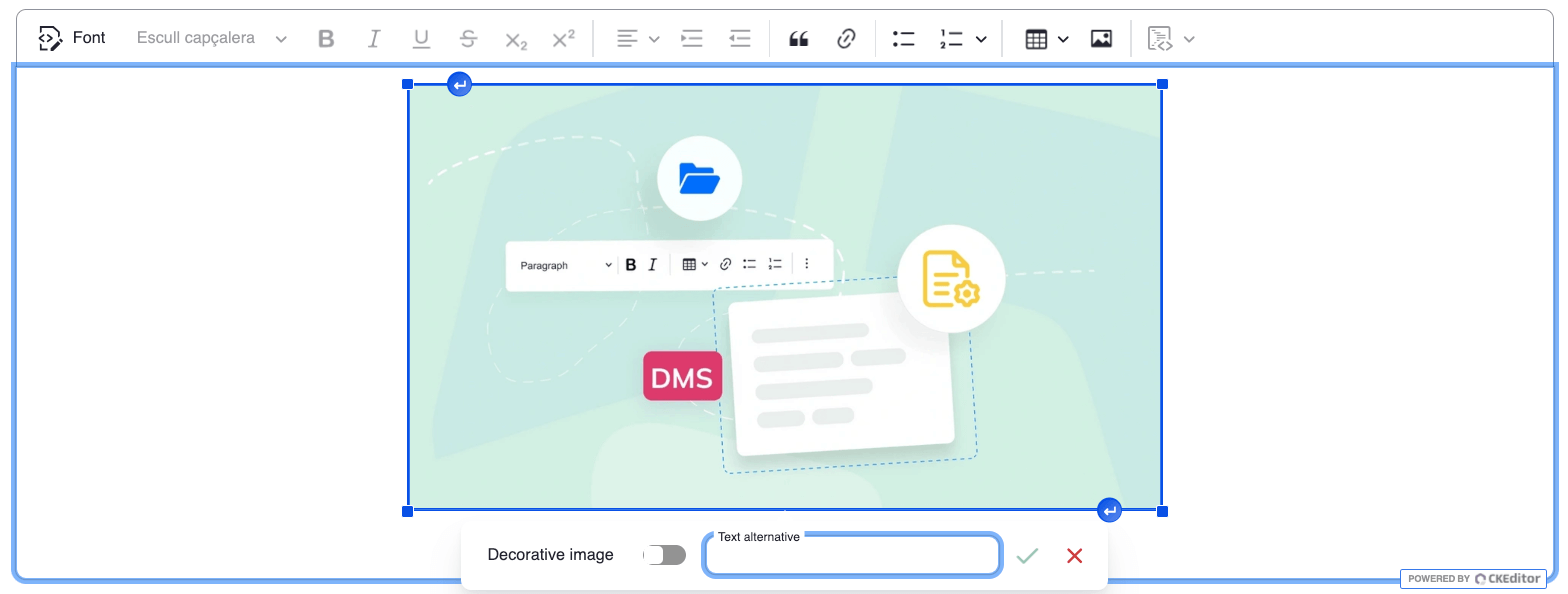 Introducción de textos alternativos en imágenes con CKEditor 5 en Drupal 10