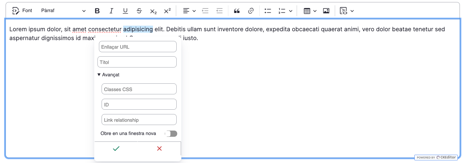 Creación de enlaces en CKEditor 5 con Drupal 10